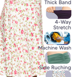 Youth Girl's Flowy Knee Length Skirt with Ruched Waistband