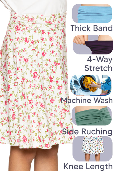 Youth Girl's Flowy Knee Length Skirt with Ruched Waistband