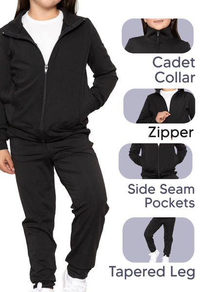 Girl’s Cadet Jacket and Jogger Sweatsuit Set