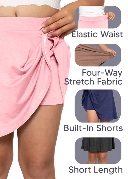 Girl's A-Line Short Skirt with Built-in Shorts | Size 4 to 16