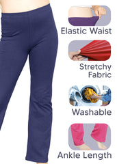 Girl's Cotton High Rise Everyday Straight Leg Yoga Pants – Youth Sizes for Little to Big Kids