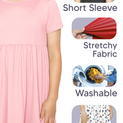 Youth Girl’s Oh So Soft Playtime T Shirt Dress Short Sleeve Casual Stretch Play Dresses|Little to Big Kids
