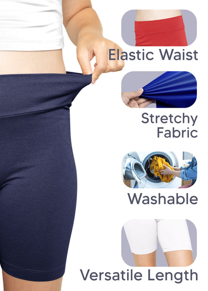 Girl's Cotton Stretch High Waist Biker Shorts | Size 4 to 14