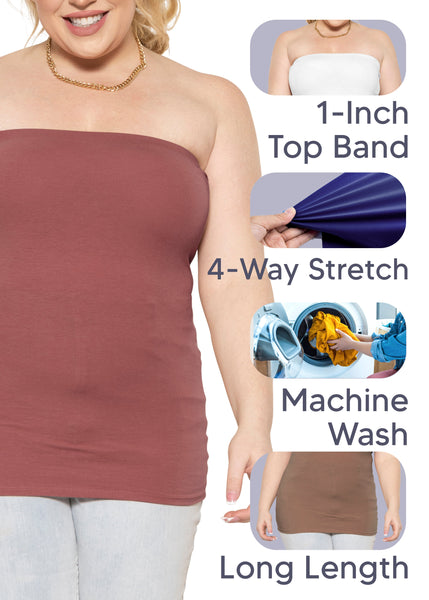 Women's & Plus Long Length Tube Top