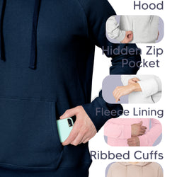 Men’s Soft Hoodie with Extra Side Seam Zippered Pocket | Cozy and Functional | Fleeced Line | Small - 5X