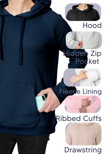 Men’s Soft Hoodie with Extra Side Seam Zippered Pocket | Cozy and Functional | Fleeced Line | Small - 5X