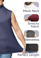 Men’s Oh So Soft Luxe Mock Neck Turtleneck Sleeveless Shirt Casual Pullover Top