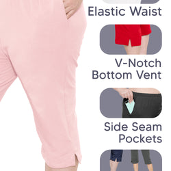 Women’s and Plus Size Cotton Straight Leg Cropped Pants with Pockets | Soft and Casual