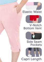 Women’s and Plus Size Cotton Straight Leg Cropped Pants with Pockets | Soft and Casual