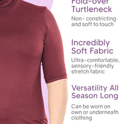 Women's Plus Size Warm Short Sleeve Turtleneck Top | Ultra Soft