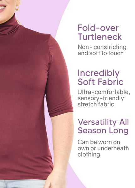 Women's Plus Size Warm Short Sleeve Turtleneck Top | Ultra Soft