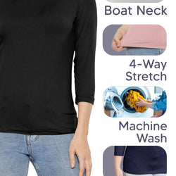 Women's and Plus Oh So Soft ¾ Boat Neck Top | Small to 3X