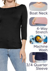 Women's and Plus Oh So Soft Long Sleeve Boat Neck Top