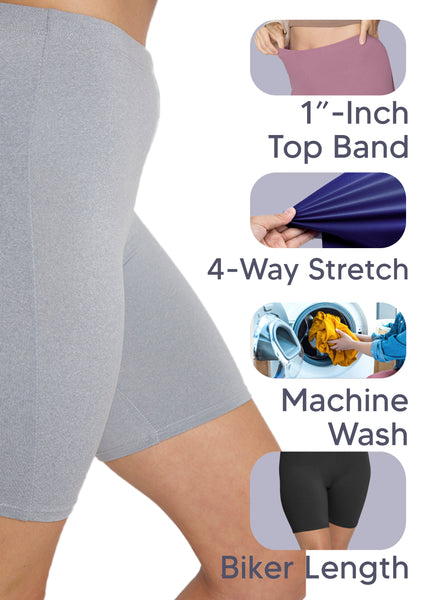 Women's Plus Size Cotton Biker Shorts | XL to 3X