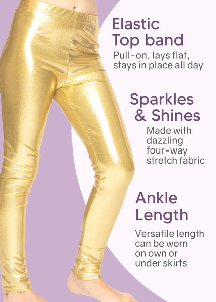 Girl's Metallic Mystique Leggings | Size 4 to 16