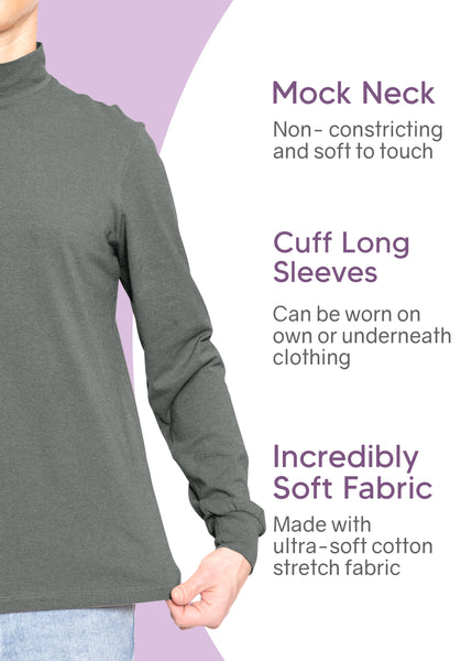 Men's Cotton Mock Neck Cuffed Long Sleeve Top