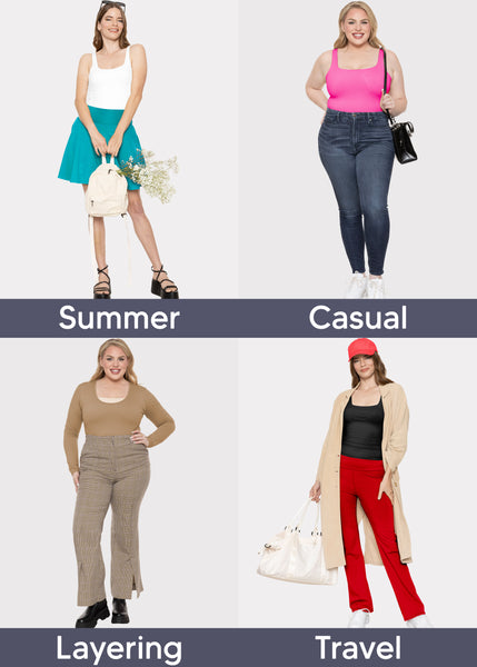 Women's and Plus Double Layered Crop Mid Length Tank Top | Everyday Compression Shapewear | Small - 5X