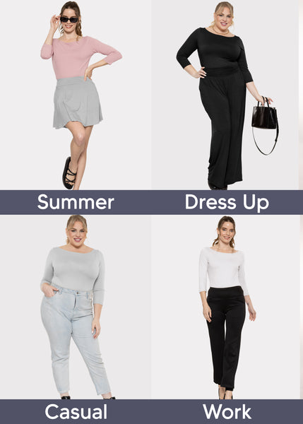 Women's and Plus Oh So Soft ¾ Boat Neck Top | Small to 3X