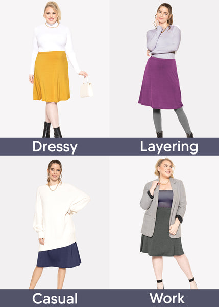 Women's Comfortable Flowy Airy A-Line Knee Length Light Weight Skirt