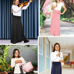 Youth Girl’s Flowy Ankle Length Skirt with Ruched Waistband