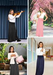 Youth Girl’s Flowy Ankle Length Skirt with Ruched Waistband