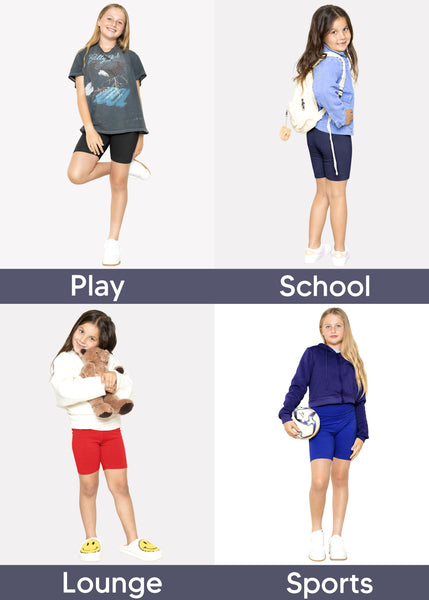 Girl's Cotton Stretch High Waist Biker Shorts | Size 4 to 14