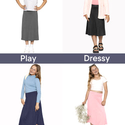 Girl's A-Line Midi Skirt with Built-in Shorts | Size 4 to 16