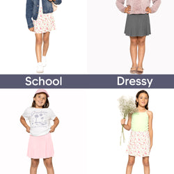 Girl's A-Line Short Skirt with Built-in Shorts | Size 4 to 16