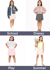 Girl's A-Line Short Skirt with Built-in Shorts