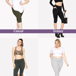 Women and Plus Size High Waist Knee Length Leggings with Pocket