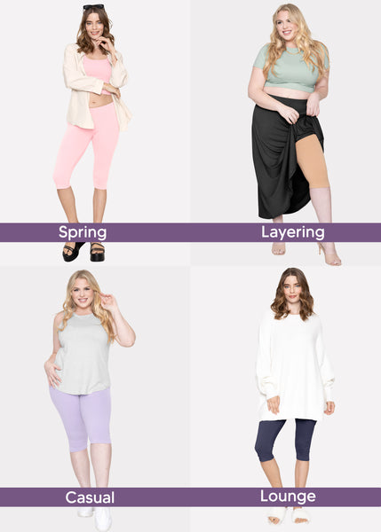 Women's Plus Size Knee Length Cotton Leggings