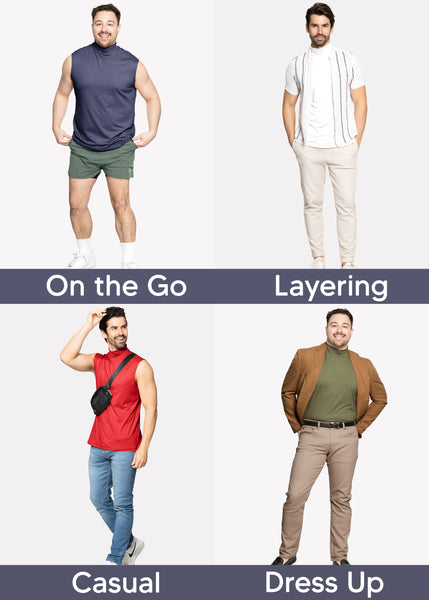 Men’s Oh So Soft Luxe Mock Neck Turtleneck Sleeveless Shirt Casual Pullover Top