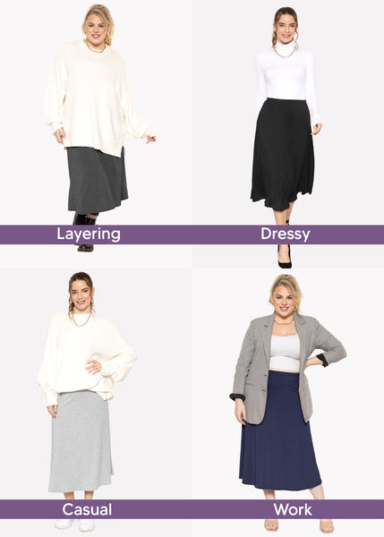 Women's Midi A-Line Flowy Skirt