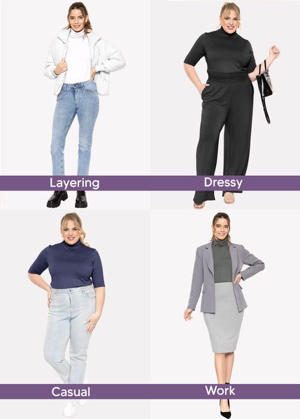 Women's Plus Size Warm Short Sleeve Turtleneck Top | Ultra Soft