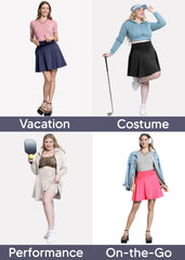 Women’s and Plus Ultra Flex High Waist Tennis Skirt with Pockets and Built in Shorts