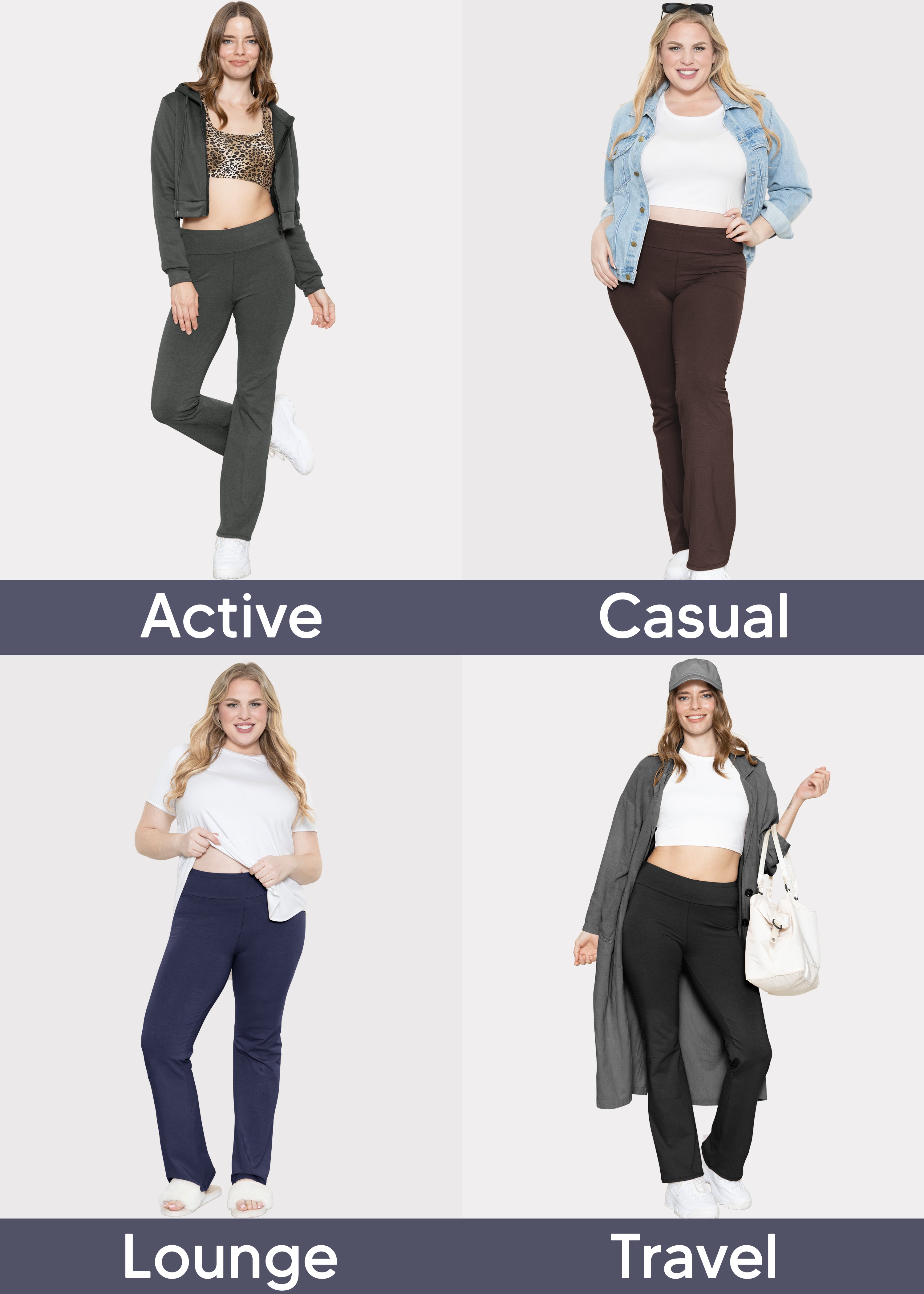 Women Plus Size High Waist Cotton Bootcut Yoga Pants