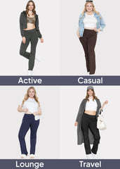 Women Plus Size High Waist Cotton Bootcut Yoga Pants