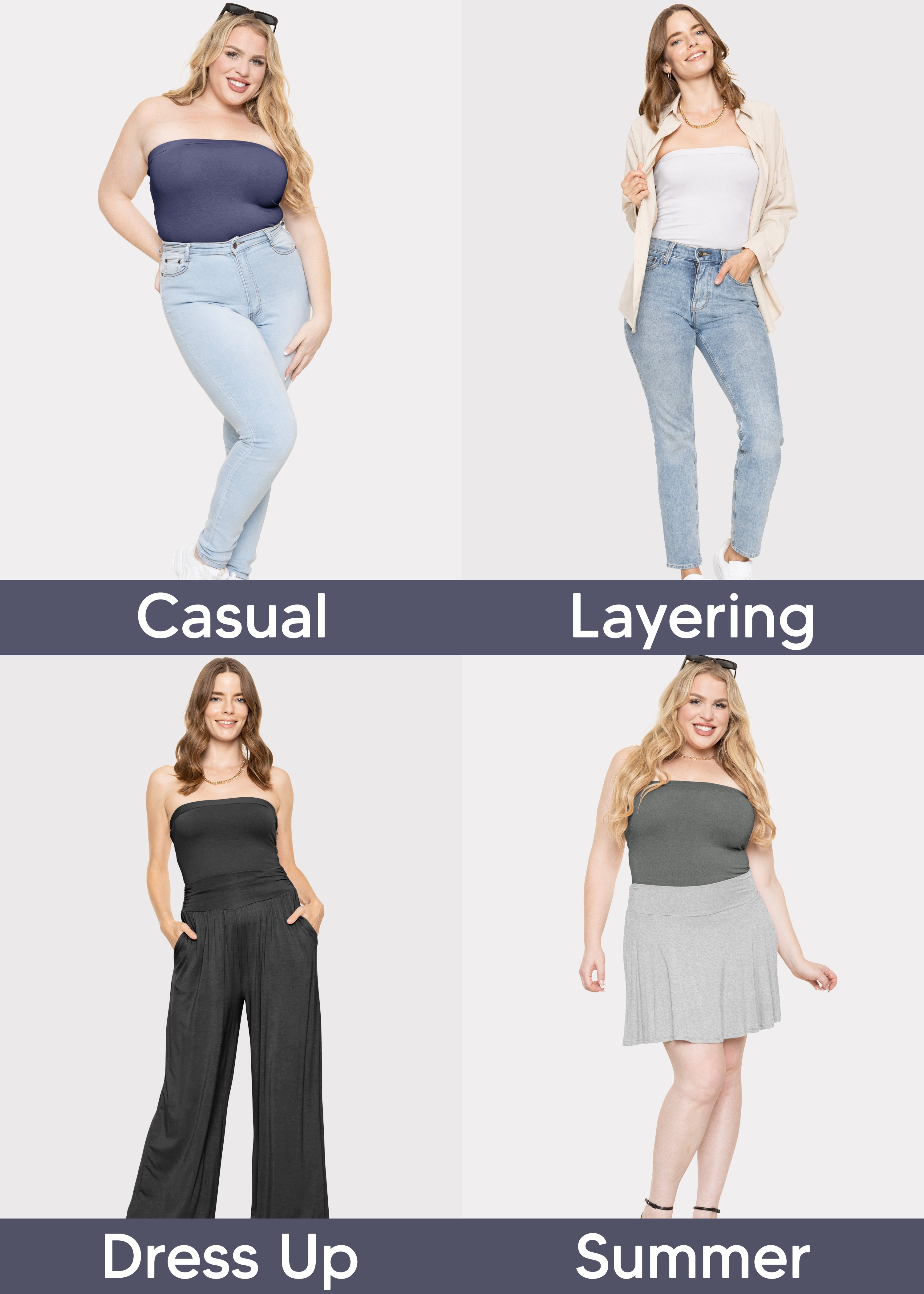 Women's & Plus Mid Length Tube Top