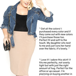 Plus Size Comfortable Soft Stretch MIDI Skirt | XL to 3X