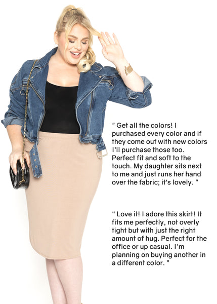 Plus Size Comfortable Soft Stretch MIDI Skirt | XL to 3X
