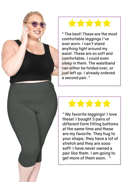 Women's and Plus Foldover Oh So Soft Knee-Length Leggings