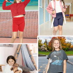 Girl's Cotton Stretch High Waist Biker Shorts | Size 4 to 14