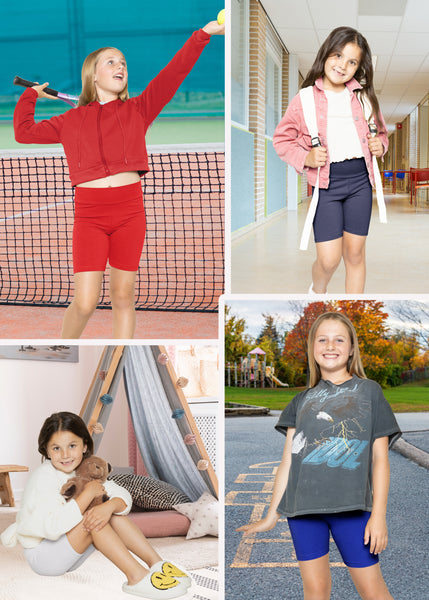 Girl's Cotton Stretch High Waist Biker Shorts | Size 4 to 14