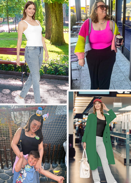 Women's and Plus Double Layered Crop Mid Length Tank Top | Everyday Compression Shapewear | Small - 5X