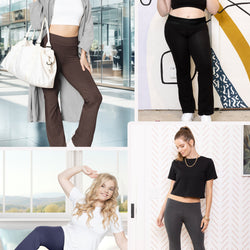 Women Plus Size High Waist Cotton Bootcut Yoga Pants