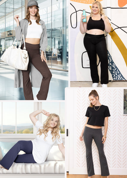 Women Plus Size High Waist Cotton Bootcut Yoga Pants