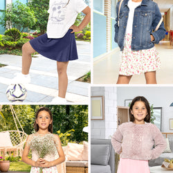 Girl's A-Line Short Skirt with Built-in Shorts | Size 4 to 16