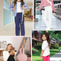 Girl's Cotton High Rise Everyday Straight Leg Yoga Pants – Youth Sizes for Little to Big Kids