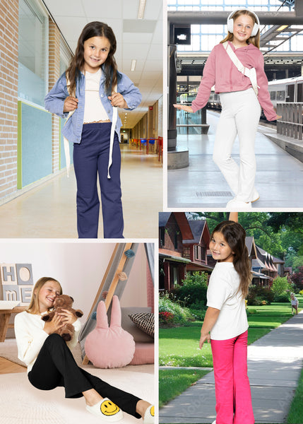 Girl's Cotton High Rise Everyday Straight Leg Yoga Pants – Youth Sizes for Little to Big Kids