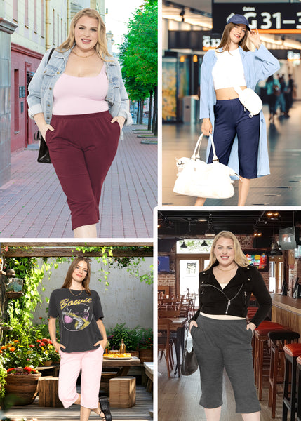 Women’s and Plus Size Cotton Straight Leg Cropped Pants with Pockets | Soft and Casual